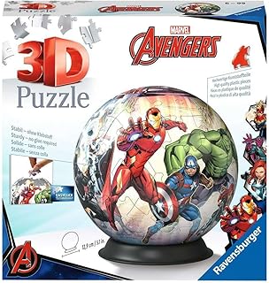 Ravensburger - Puzzle 3d Marvel: Ball Avengers | Puzzle 3d Bambini A Partire Dagli 6 Anni | Modellismo Da Costruire Bambini Di 73 Pezzi | Regalo Bambino 6 Anni E Più
