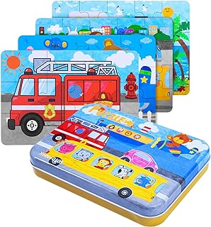 BBLIKE Puzzle Legno, Puzzle per Bambini, 4 Diversi Livelli di Difficoltà, 9 Pezzi, 12 Pezzi, 15 Pezzi, 20 Pezzi, Giocattolo Educativo Perfetto per Ragazzi Ragazze di 2 Anni +