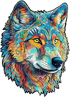 Puzzle in Legno Lupo, 300 Pezzi, Animali, Con Scatola Regalo (L)