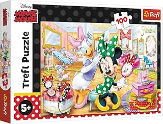 Trefl-100 Elementi, Bambini dai 5 Anni Puzzle, Colore Disney, Minnie nel Salone di Bellezza, 16387