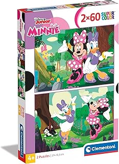 Clementoni - 24815 - Supercolor Puzzle - Disney Minnie - 2x60 Pezzi (Include 2 Puzzle Da 60 Pezzi) - Puzzle Bambini 4 Anni, Puzzle Cartoni Animati, Made In Italy