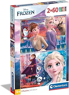 Clementoni - 21609 - Supercolor Puzzle - Disney Frozen - 2X60 Pezzi (Include 2 Puzzle Da 60 Pezzi) - Puzzle Bambini 5 Anni, Puzzle Cartoni Animati - Made In Italy