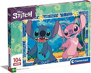 Clementoni- Disney Stitch Supercolor Stitch-104 Pezzi Bambini 6 Anni, Puzzle Cartoni Animati-Made in Italy, Colore Multilingua, 27573