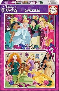Educa - Disney Princess | Set di 2 puzzles per bambini con 48 pezzi. Misura una volta montato: 28 x 20 cm. Composto da grandi pezzi perfettamente finiti. Raccomandato da 4 5 6 anni (19675)