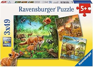 09330 - Animali Del Mondo Puzzle, 3 x 49 Pezzi