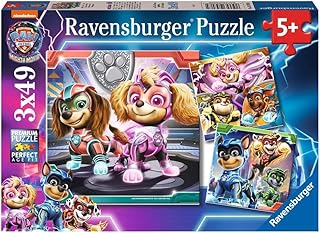 Puzzle Paw Patrol, The Mighty Movie, Idea Regalo per Bambini 5+ Anni, Gioco Educativo e Stimolante, 3 Puzzle da 49 Pezzi, 21x21 cm