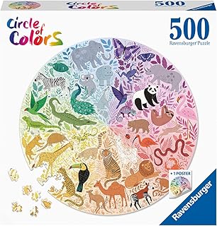 Puzzle Animali per Adulti, 500 Pezzi, Collezione Circle of Colors, Puzzle Arte, Idea Regalo per Lei o Lui, Forma Rotonda 52x52cm