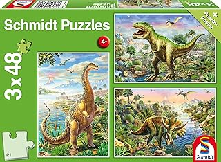 Avventura con i Dinosauri, Puzzle, 3 x 48 Pezzi, Colore Multicolore, 56202