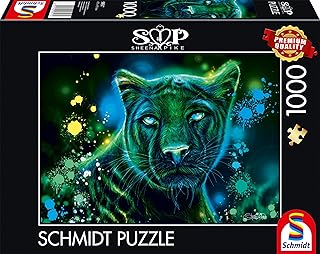 Spiele 58517 Sheena Pike, Pantera Blu-Verde Neon, Puzzle da 1000 Pezzi, Multicolore