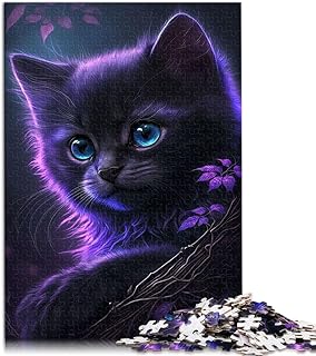 Carino Gatto Viola 1000 Pezzi Puzzle Per Adulti Premium 100% riciclato Board Stress Relief 26,1x38 cm