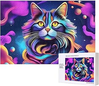Phayah Gatto con fumo luminoso puzzle per adulti 300 pezzi. Decorazione per la casa festa di compleanno per uomini donne 40 x 28 cm