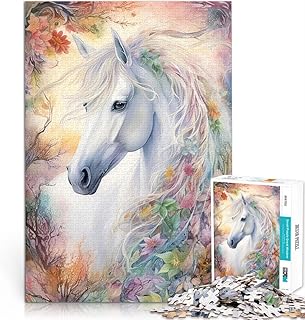 puzzle 1000 pezzi per adulti Splendido cavallo bianco Giocattolo educativo intellettuale decomprimente Migliorare l'amore tra le coppie 38x26cm