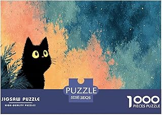 Black Gatto Puzzle 1000 Pezzi Gioco di Sfida per Adulti e over 12 Anni Arte Gioco di Puzzle Gioco Educativo Famigliare Regalo per la Decorazione Domestica 38x26cm 1000pcs