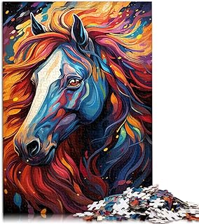 Puzzle da 1000 pezzi per adulti con cavallo arcobaleno, puzzle per giochi educativi, gioco da sfida, 26 x 38 cm, gioco educativo per compleanno, Natale