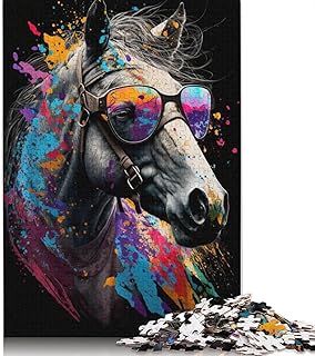 Puzzle per adulti Cavalli con occhiali Puzzle da 1000 pezzi per adulti e adolescenti dai 12 anni in su Puzzle di cartone Grandi 38x26 cm