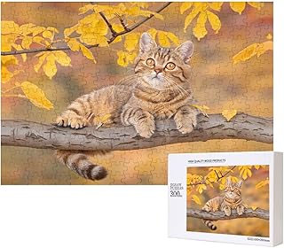 Phayah Gatto sul Tronco Modello Puzzle Unico Jigsaw Wall Art Picture per la Decorazione Domestica 300 Pz