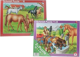 Schmidt Spiele 2er-Set Rahmenpuzzle Pferde 16 und 24 Teile