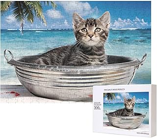 Phayah Puzzle per adulti con gatto in un bacino, 300 pezzi, decorazione per la casa, festa di compleanno per uomini e donne, 40 x 28 cm