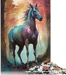 Puzzle per adulti Puzzle per adulti con cavallo ad acquerello Puzzle per adulti 1000 pezzi Puzzle in legno per adulti e bambini Gioco giocattoli per adulti 75x50cm