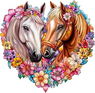 KaayeeWood Puzzle in Legno per Adulti,200 Pezzi Cavallo Innamorato Puzzle di Legno con Scatola,Puzzle Irregolare Unico,Regalo di Compleanno per Adulti e Bambini