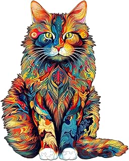 Puzzle gatto, puzzle gatto, puzzle in legno gatto, puzzle colorati in legno gatto, puzzle animali per adulti e bambini, puzzle in legno a forma di gatto unici per un amico di famiglia
