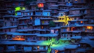 Puzzle Quadri Famosi 1000 Pezzi Villaggio Iraniano Sotto Il Cielo Notturno 75 * 50Cm