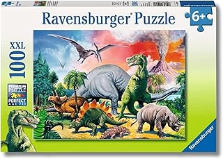 Ravensburger - Puzzle 100 Pezzi XXL Dinosauri, Idea Regalo per Bambini 6+ Anni, Gioco Educativo e Stimolante