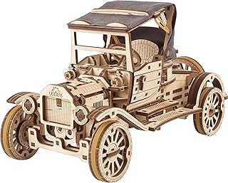 UGEARS Retro Modellino Auto da Costruire - Vintage Car Modellino da Costruire Adulti con Tetto Pieghevole e Motore a 4 Cilindri - Puzzle 3D Legno - Modellini da Costruire Wooden Puzzle