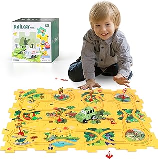 KADAYAYA Puzzle Pista Macchinine Giocattolo per Bambini 3 4 5 anni DIY Pista del Puzzle Circuito Auto Montessori Giocattoli Educativi per 3 4 5 6 anni Ragazzi Ragazze Bambini