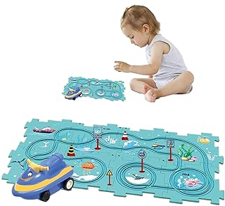 Rail Car Puzzle, 49.6x25.8x6.2cm, Interactive Track Toy, Educational Puzzle Kit, Safety Materials, Stimulates Cognitive Development, Ideal for Birthdays and Festivals