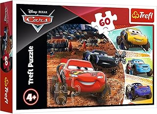Trefl-60 Elementi, Saetta McQueen con Gli Amici, per Bambini dai 4 Anni Puzzle, Colore Disney Cars, 17327