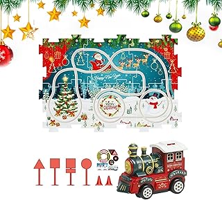 Puzzle Racer Kids Car Track Set, Christmas Tracks With Train, Interactive Rail Toy, STEM Learning Adventure, (Multicolor, 3-6 Years) For Boys & Girls, Educational