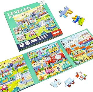 Hshenjhu Puzzle Magnetici per Bambini, Puzzle con Auto per Bambini 3-in-1, Puzzl Magnetico Giochi dai 3-8 Anni, Ragazzi e Ragazze Giocattoli Da Viaggio, Giocattoli Educativi