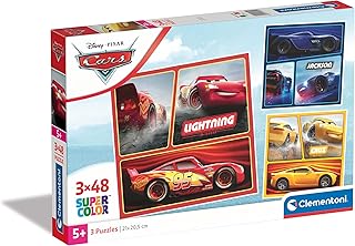 Clementoni - 25305 - Supercolor Puzzle - Disney Cars - 3x48 Pezzi (Include 3 Puzzle Da 48 Pezzi) - Puzzle Bambini 5 Anni, Puzzle Cartoni Animati, Made In Italy