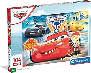 Clementoni - Puzzle per Bambini 104 Pezzi Supercolor, per Bambini 6+ Anni, Illustrazione con Personaggi dal Cartone Disney Cars, Idea Regalo, Made in Italy, 48,5x33,5 cm, 25047