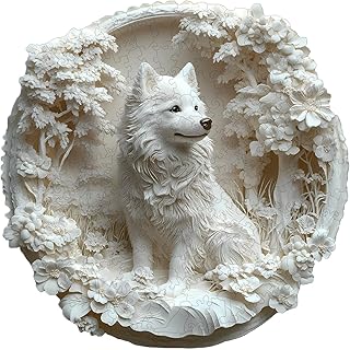 Puzzle di legno per adulti,puzzle per lo sviluppo intellettuale dei bambini e degli adulti,regalo per gli amici e le persone care, con scatola regalo di legno (3D Paper Samoyed, M, 200pezzi)