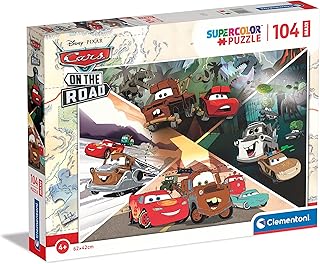 Clementoni - 23774 - Supercolor Puzzle - Disney Pixar Cars on the Road - 104 Pezzi - Puzzle Bambini 4 Anni, Puzzle Cartoni Animati - Made In Italy