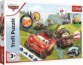 Trefl 24 Maxi-24 Pezzi Grandi, Colorati con Personaggi Disney, Intrattenimento creativo, Divertimento per bambini dai 3 anni Puzzle, Colore Cars, Auto Felici, 14352