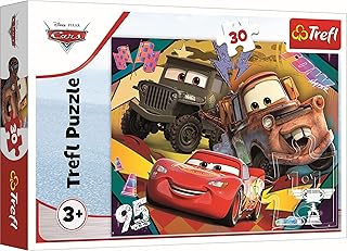 Trefl-18293 30 Elementi colorato con Personaggi Disney Cars 3, Intrattenimento Creativo, Divertimento per Bambini dai 3 Anni Puzzle, Colore, Auto in Corsa, 18293